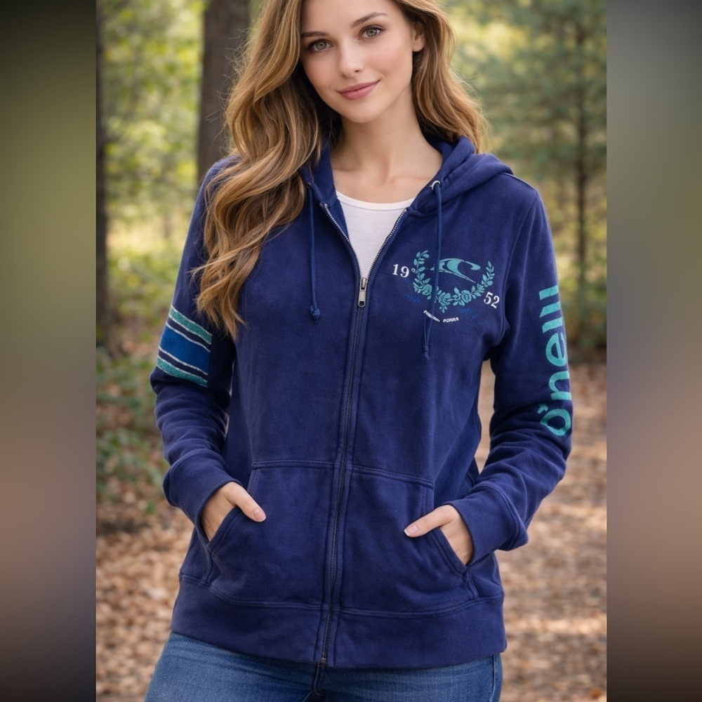 Women’s XL Vintage O'Neill Logo Blue Hoodie Jacket